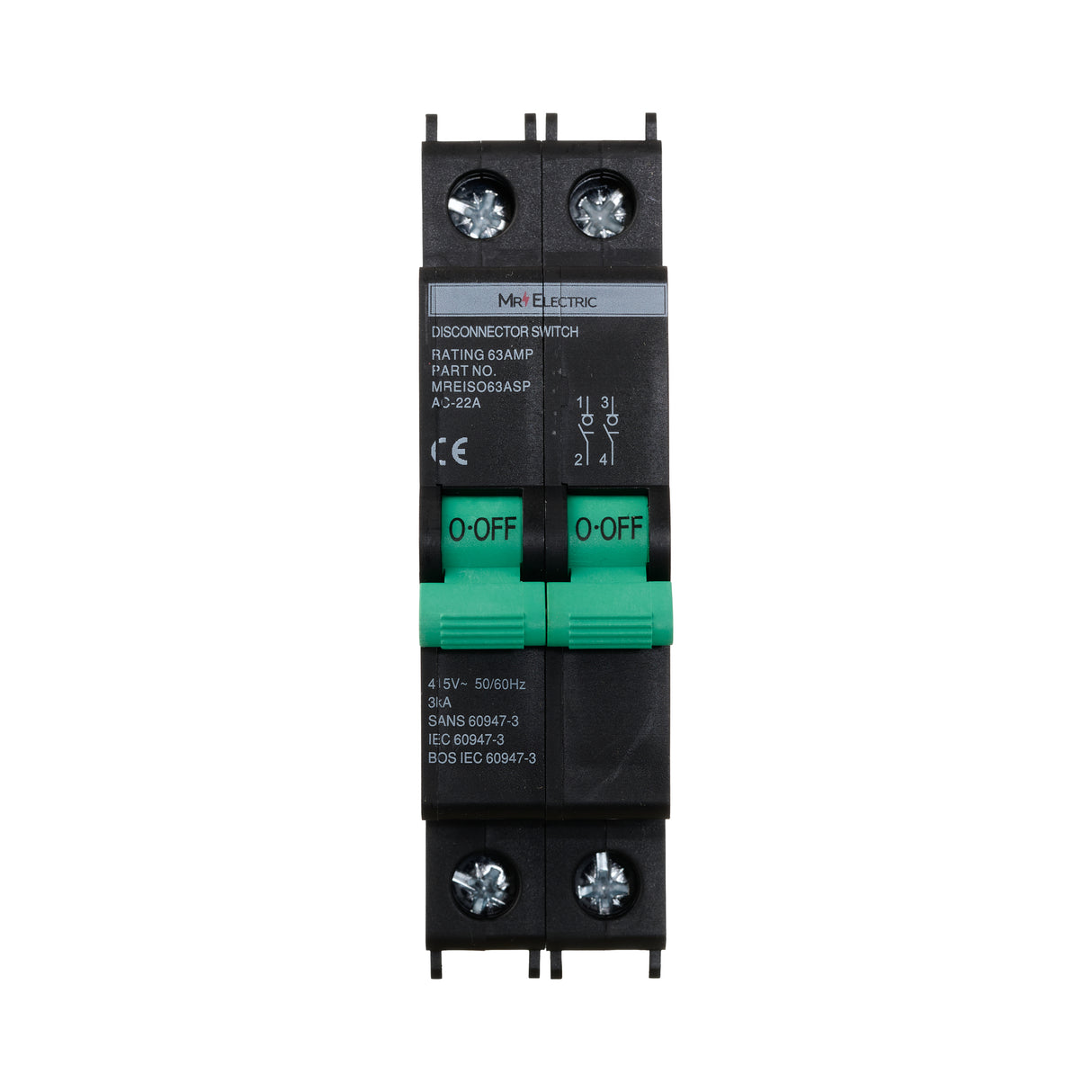 MR ELEC MINI RAIL 2P ISO 63A