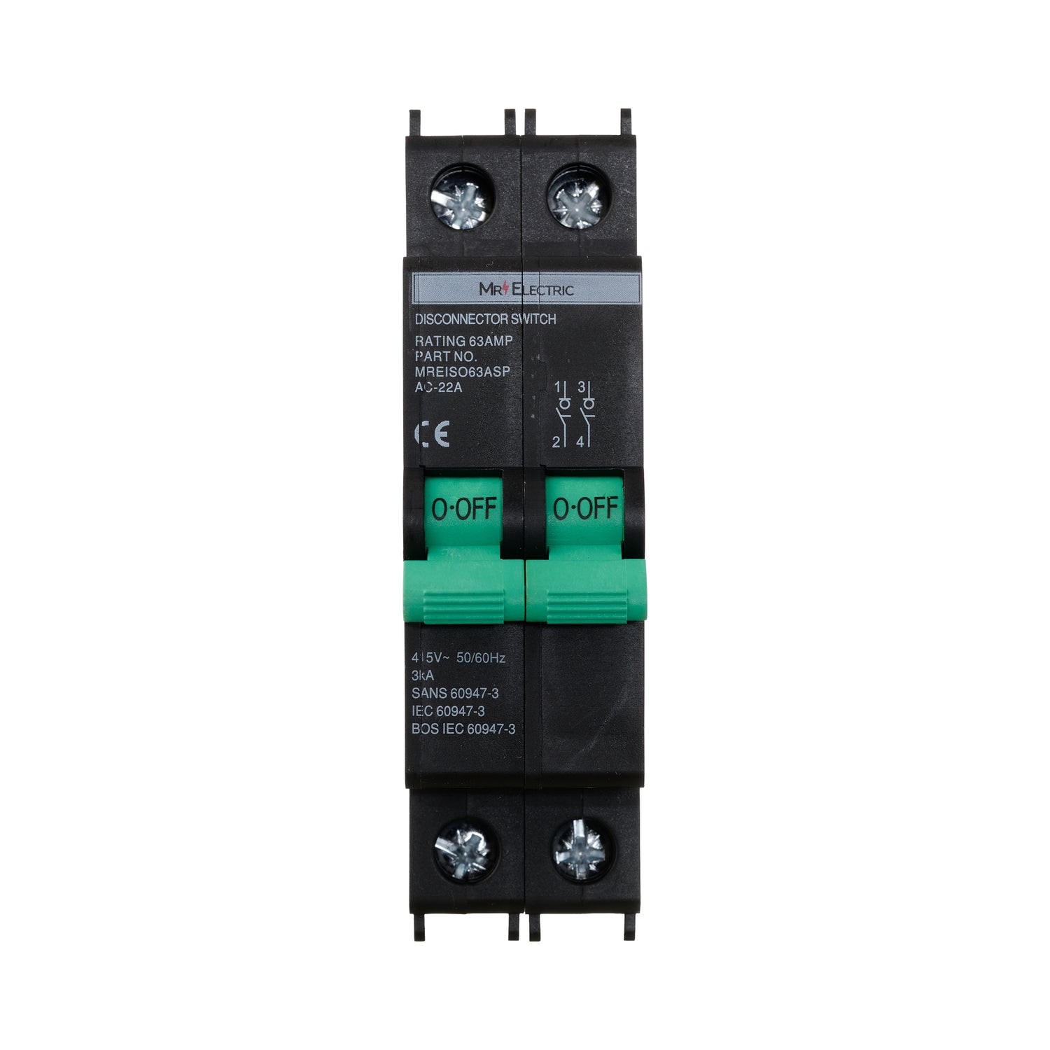 MR ELEC MINI RAIL 2P ISO 63A
