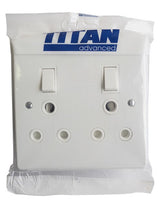 TITAN DOUBLE SWITCH SOCKET + STEEL COVER 4x4