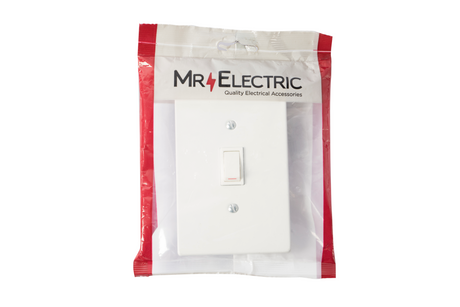 PRE-PACK MR ELECTRIC 1 LEVER 1 WAY SWITCH + PLASTIC COVER 4x2