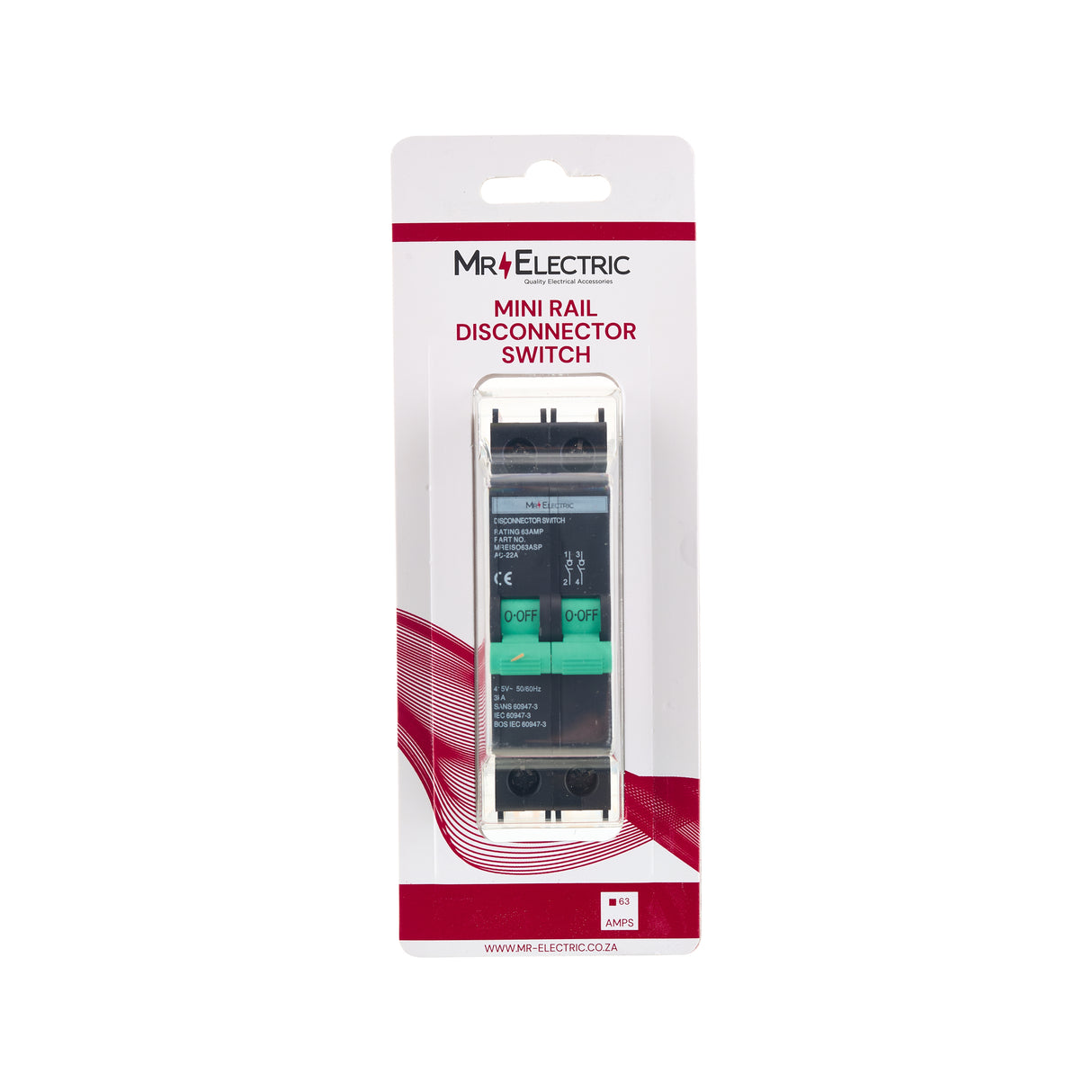 MR ELEC MINI RAIL 2P ISOLATOR 63A