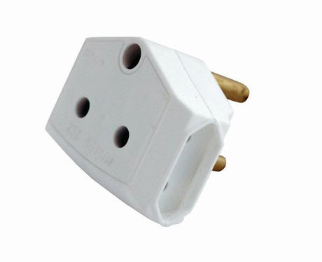 1x 15A 2x 5A ADAPTOR + x3 PLUG TOP 3 PIN 16A WHITE