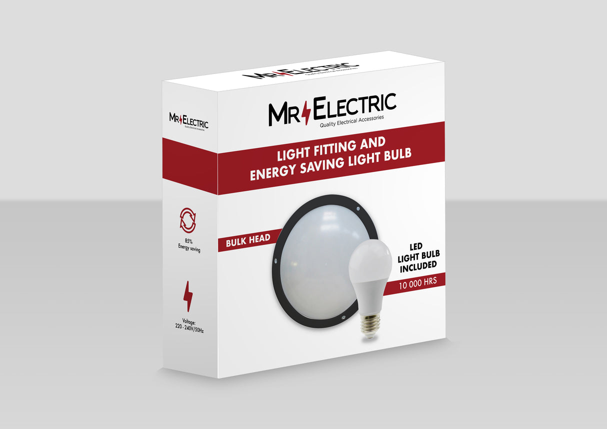 LIGHT FITTING OPAL BLACK & LED BULB