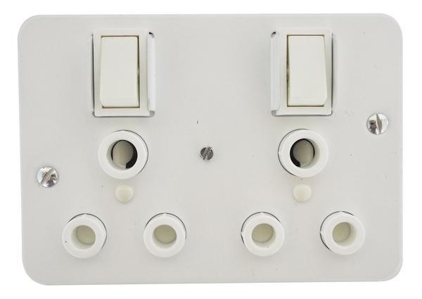 TITAN INDUSTRIAL DOUBLE SWITCH SOCKET + STEEL COVER 75x75