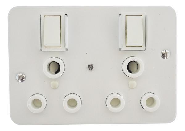 TITAN INDUSTRIAL DOUBLE SWITCH SOCKET + STEEL COVER 75x75